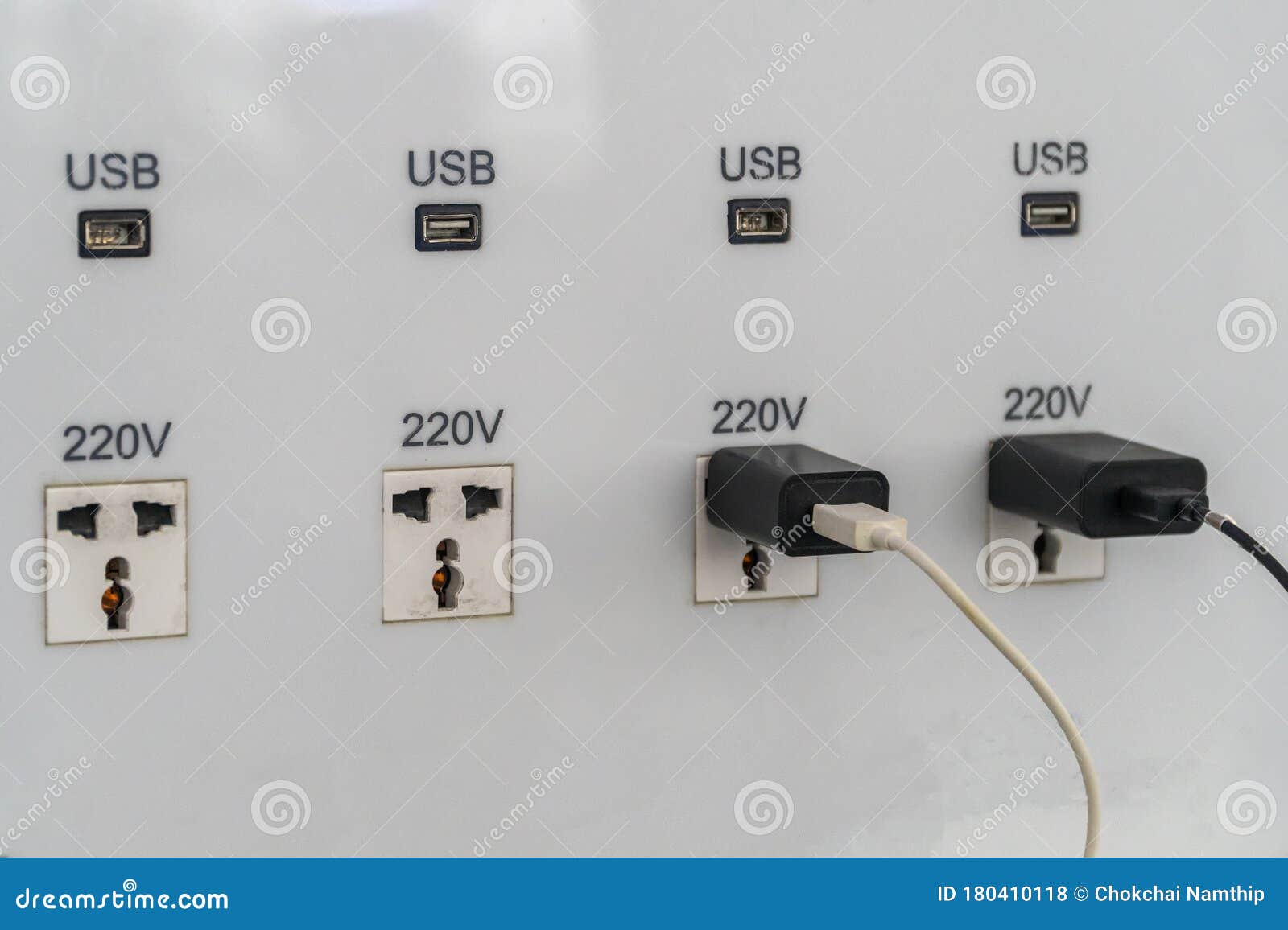 USB Slot is Attached To the Wall for Charging Stock Photo Image of