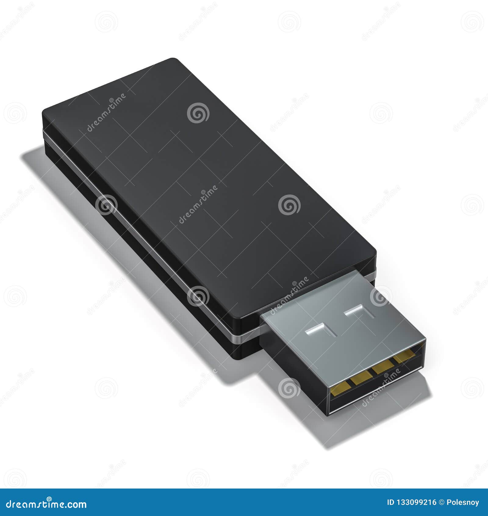 USB Thumb Drive Isolated on a White Background. 3D Stock Illustration