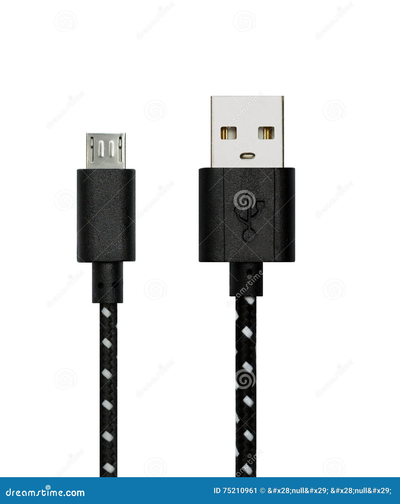 Micro Usb To Usb Cable Plug Of Gray Color Isolated On White Background