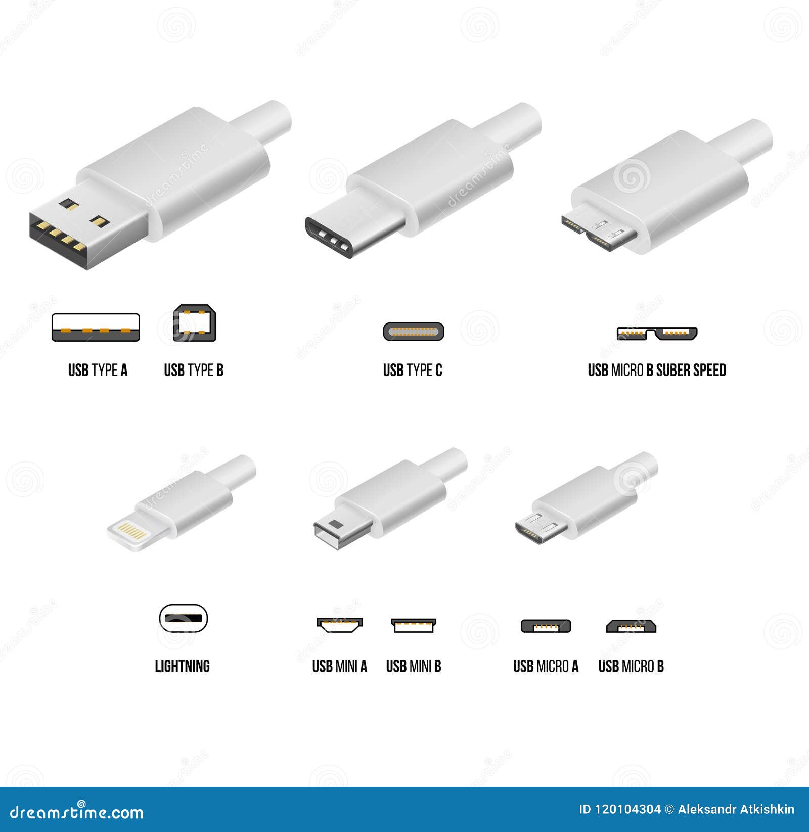 USB todo el tipo ilustración del vector. de vector - 120104304