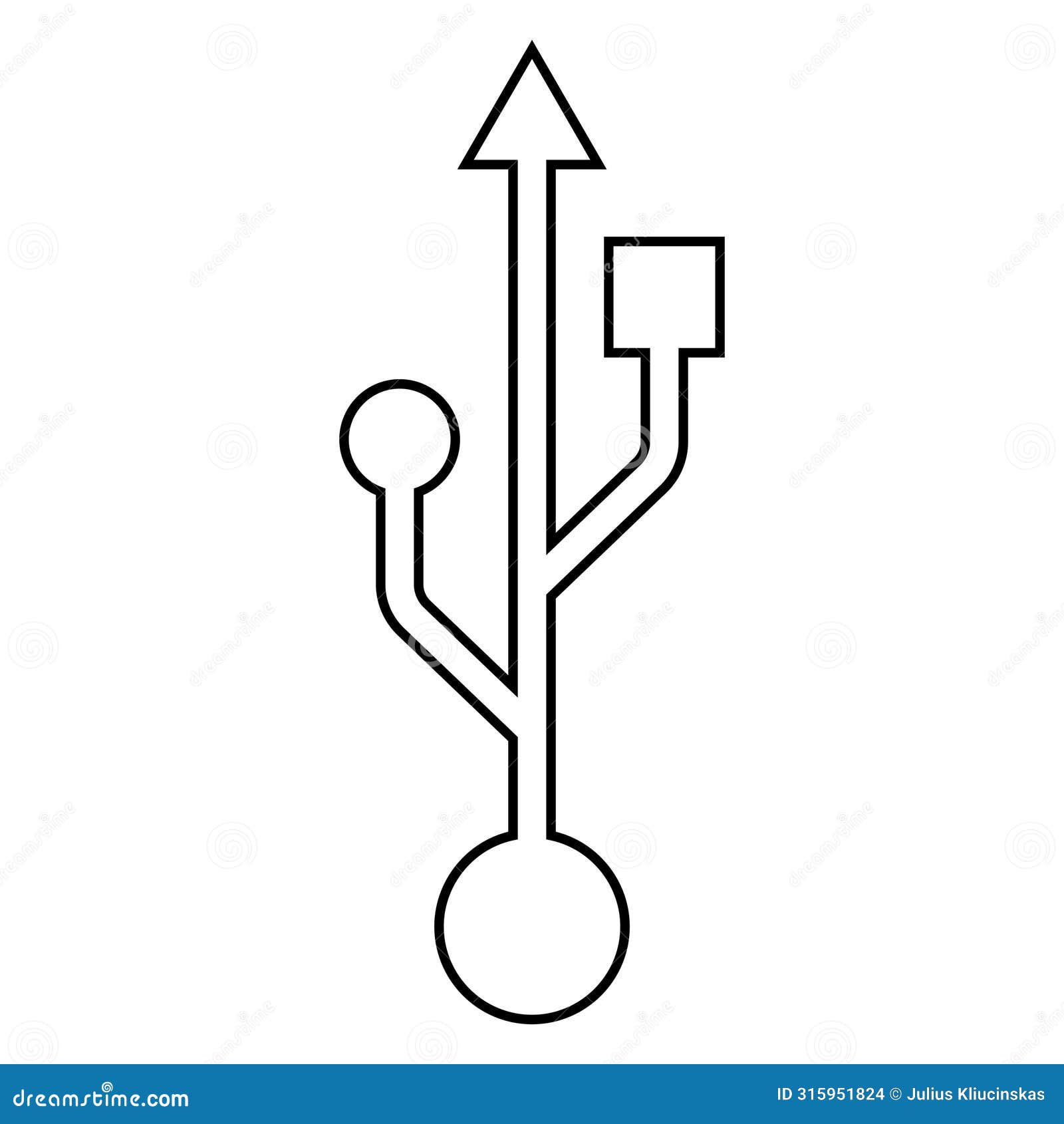 USB Vector Icon. Simple Black Connector Port Sign. Computer Usb Socket
