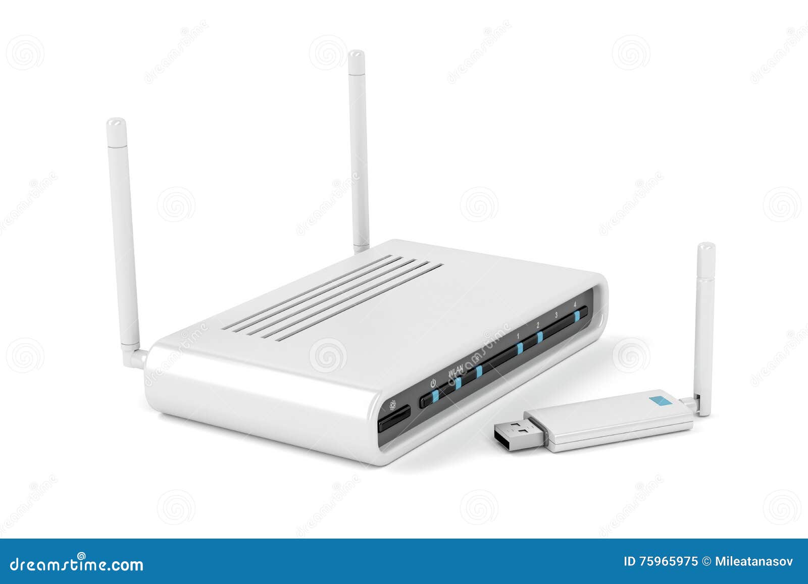 Usb Wireless Adapter and Router Stock Illustration Illustration of
