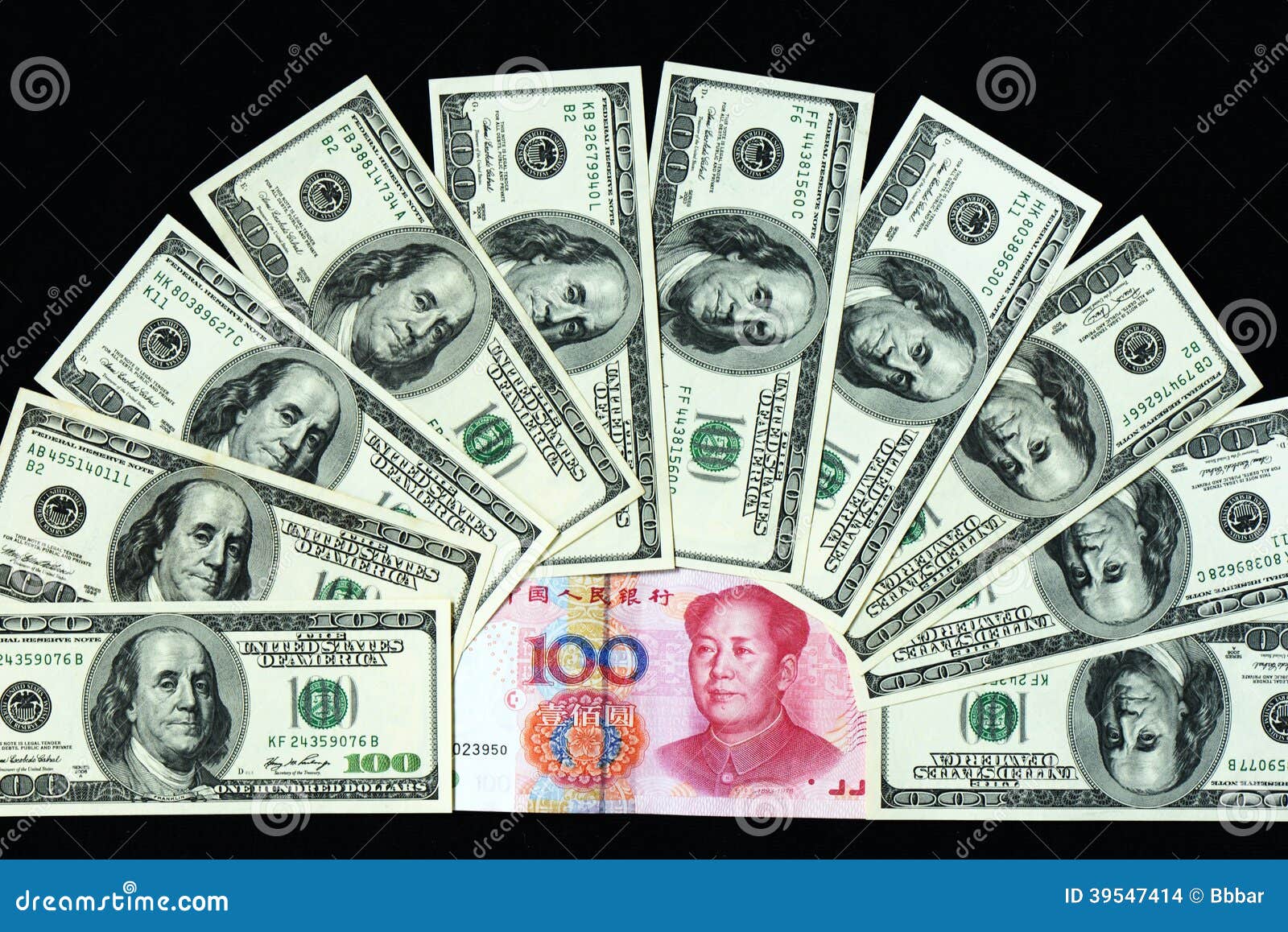 USD and RMB bank notes stock photo. Image of america - 39547414