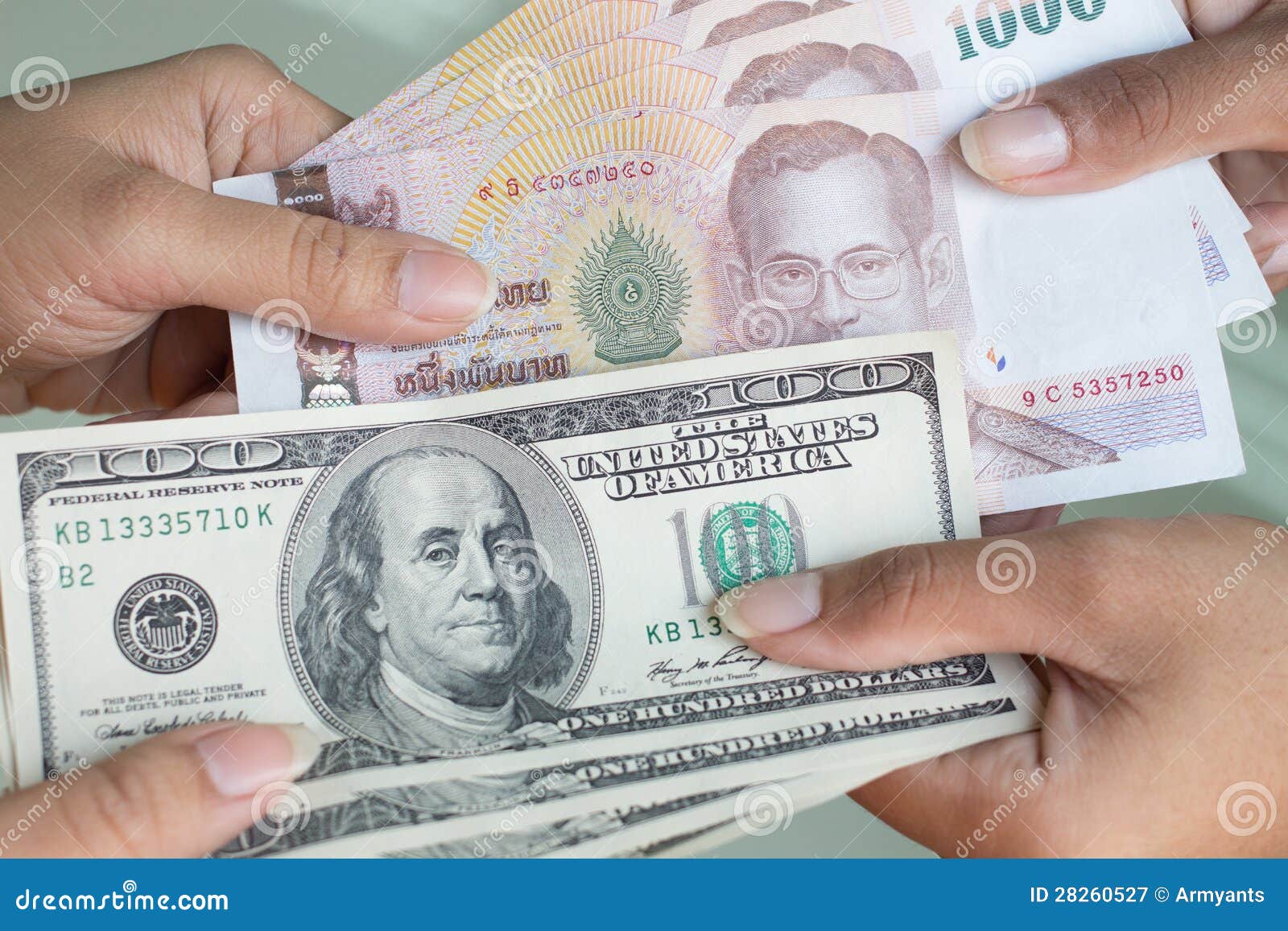 Usd To Thb Stock Image Image Of Baht Dollar Thai Currency 28260527