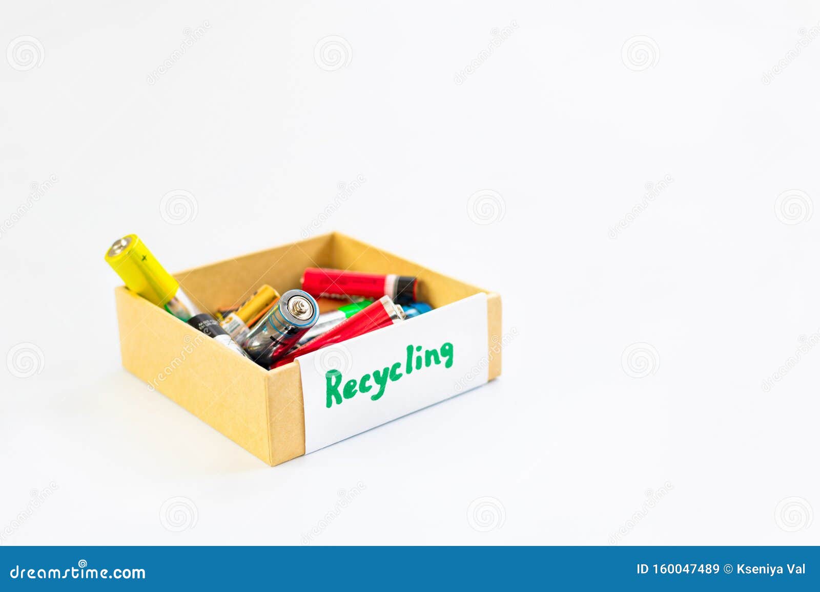 Used AA Batteries in a Box are Ready for the Proper Disposal and