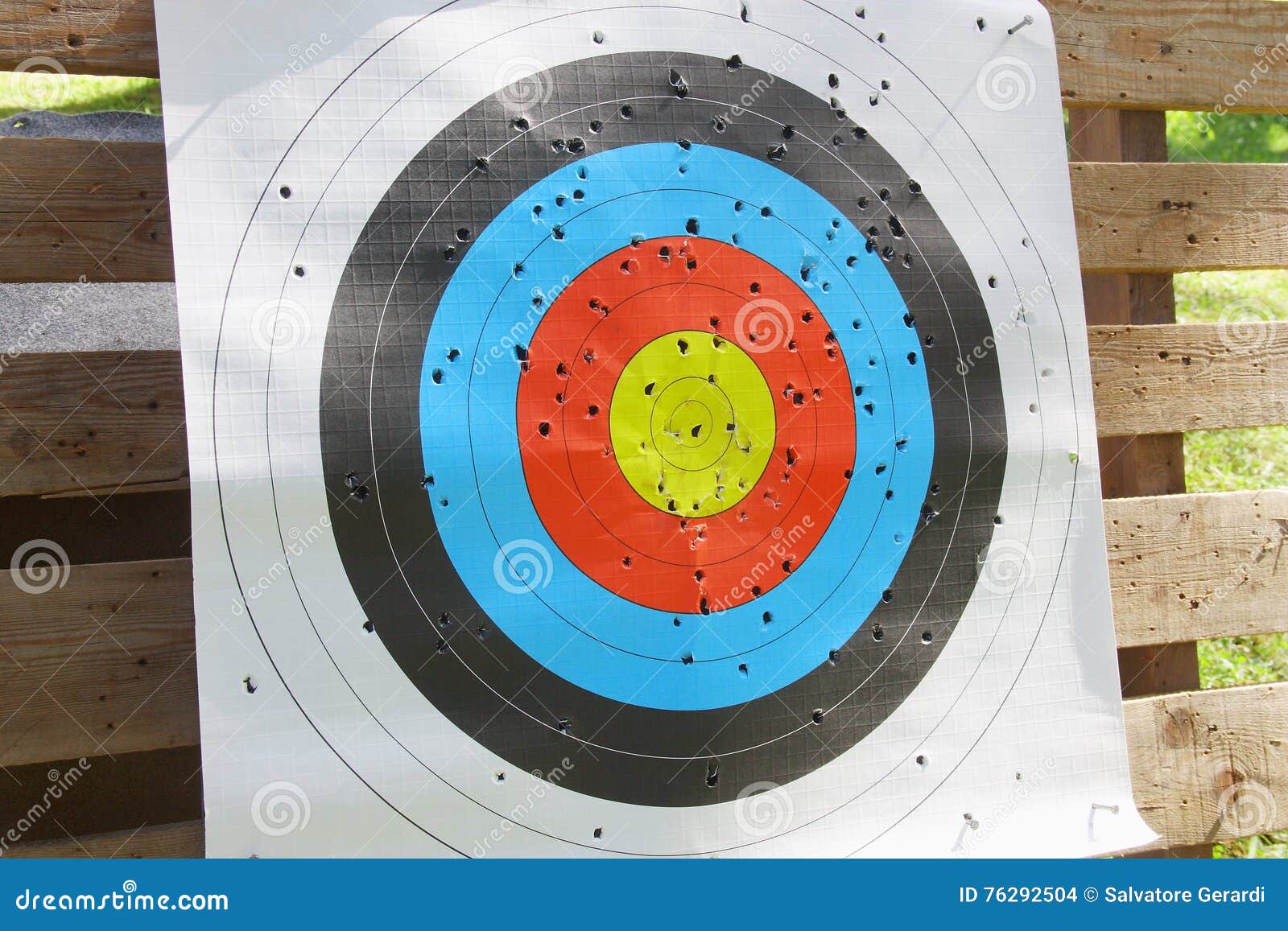 Used Archery Target on a Wooden Base Stock Photo Image of precision