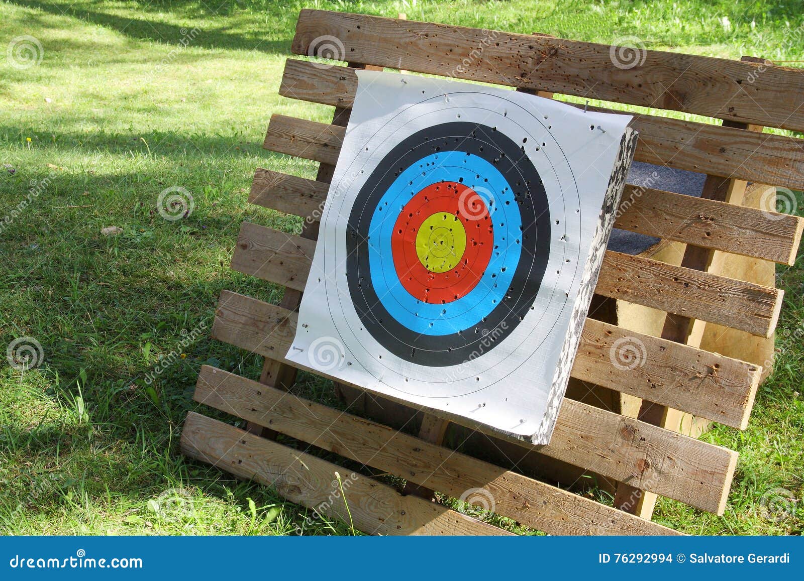 Used Archery Target on a Wooden Base Stock Photo Image of accurate