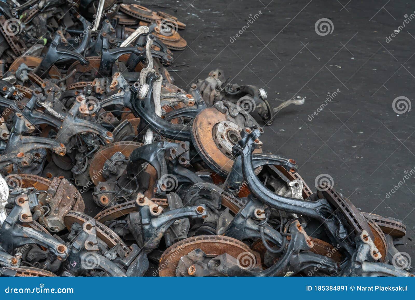 Used Brake Rotor and Car Part at Junkyard or Scrapyard for Recycling