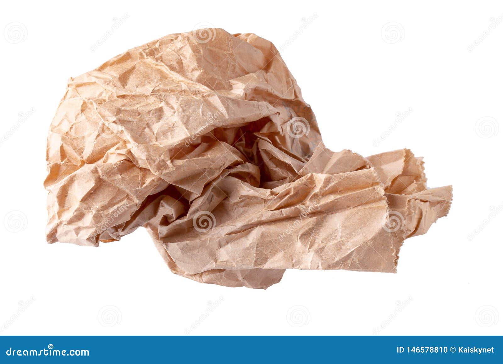 Used Brown Paper Bag Isolated Over White Background Stock Photo Image