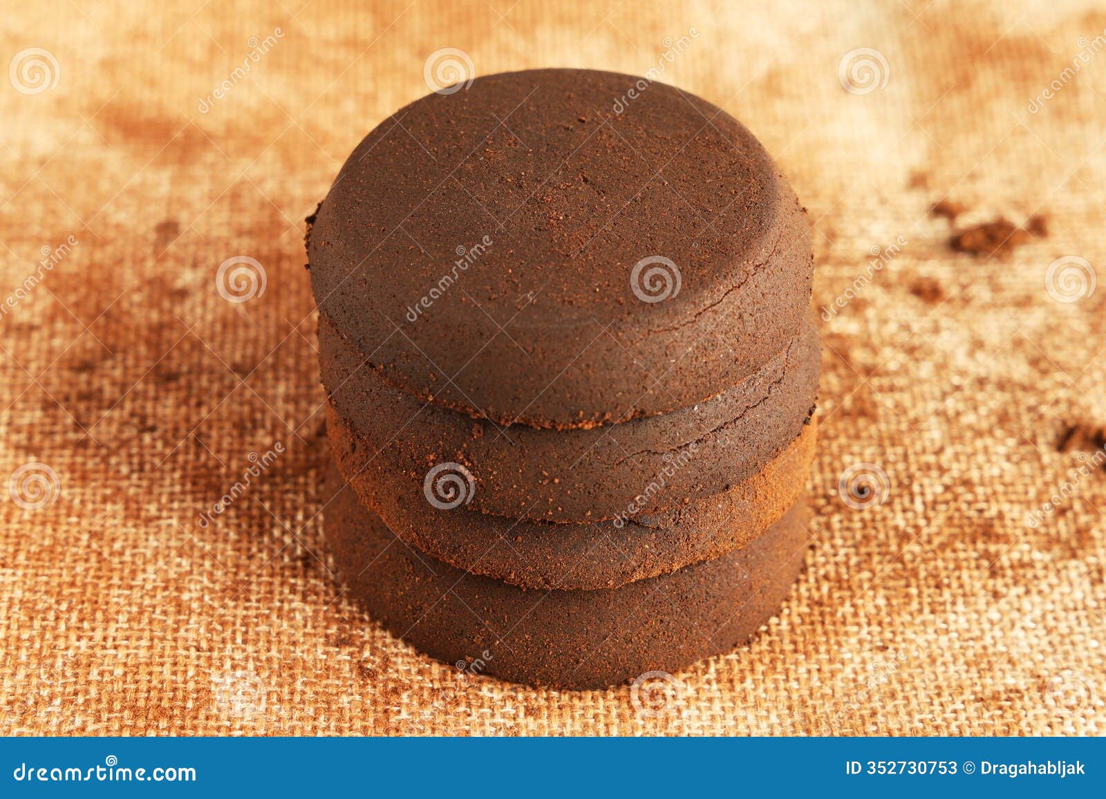 used coffee pucks stacked and centered
