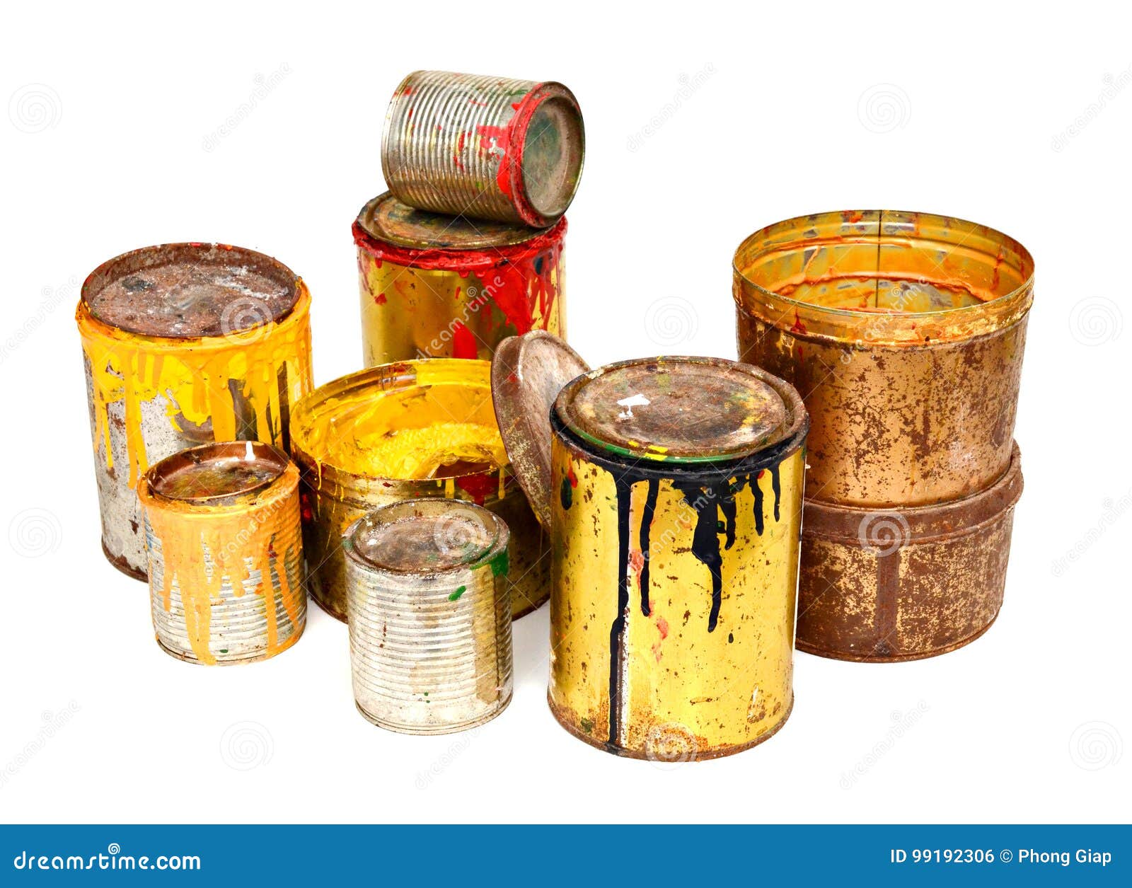 Used Colorful Paint Buckets Stock Photo Image of color, unique 99192306