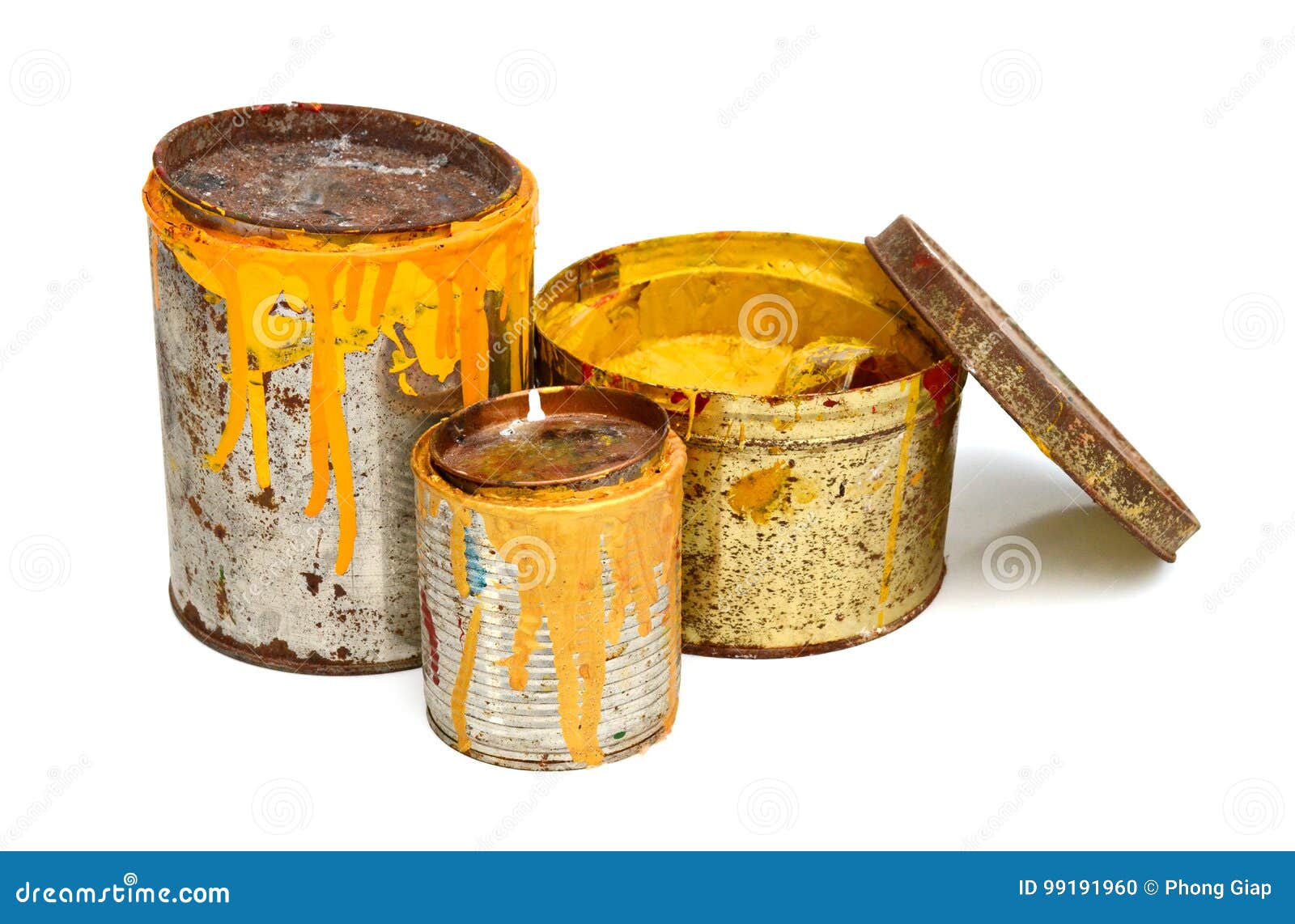 Used Colorful Paint Buckets Stock Photo Image of creation, colorful