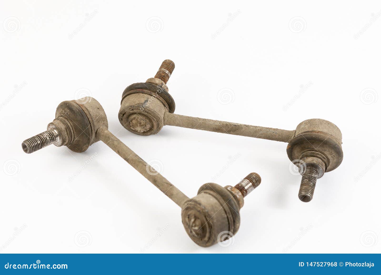 Used Connecting Rods Isolated Above White Background Stock Photo