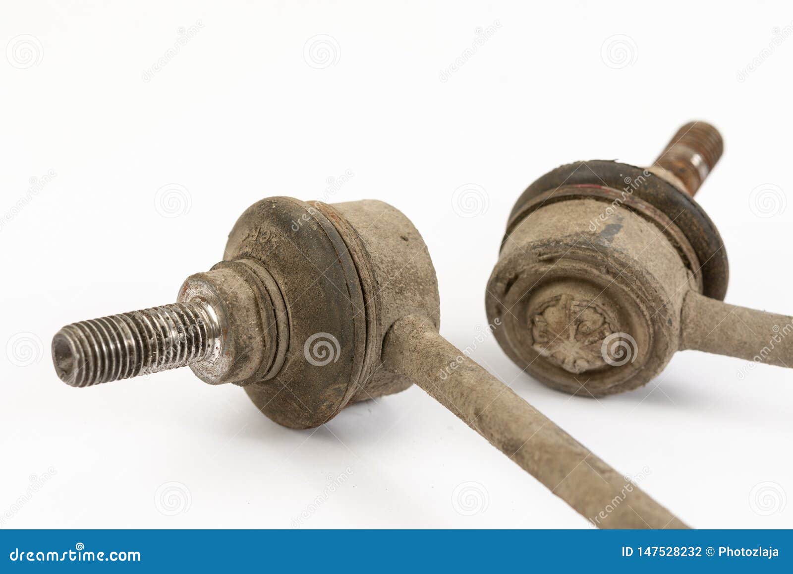 Used Connecting Rods Isolated Above White Background Stock Photo