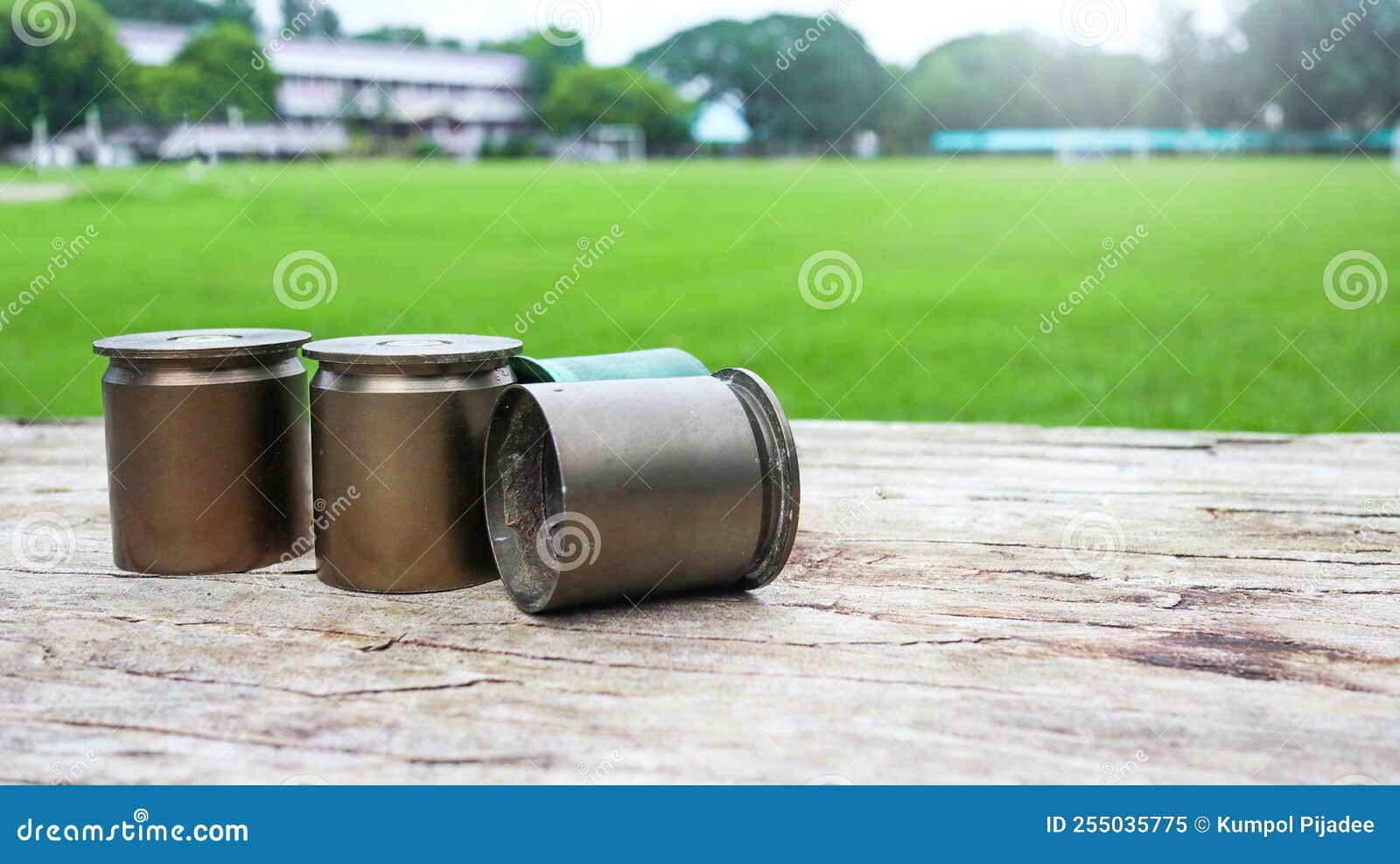 Used Copper Empty Bullet Shells on Wood Plank Stock Image Image of