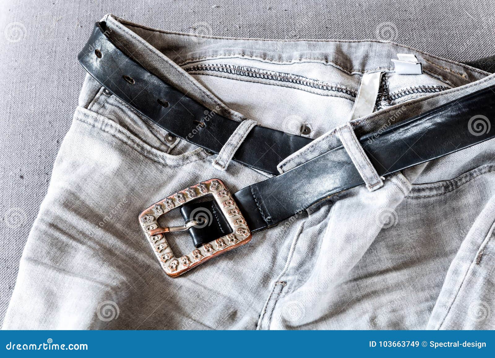 Denim jeans and a belt stock image. Image of fashion 103663749