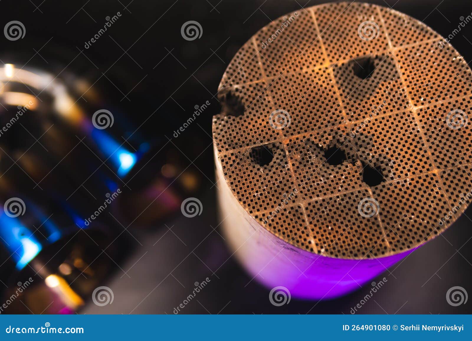 Used, Destroyed, with Deformation. Filter of Harmful Emissions