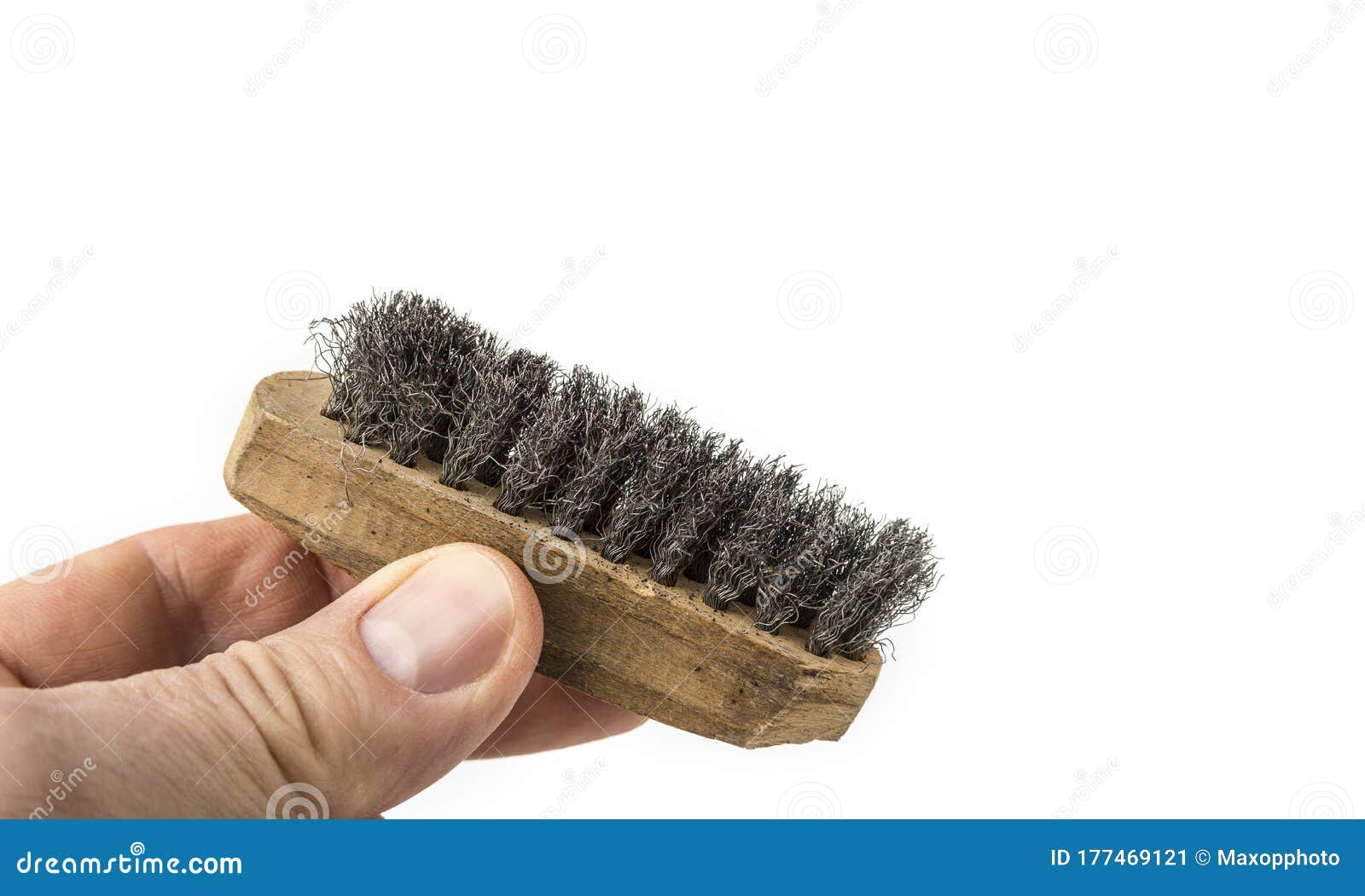 Used Hand Steel Brush on a White Background Stock Image Image of wood