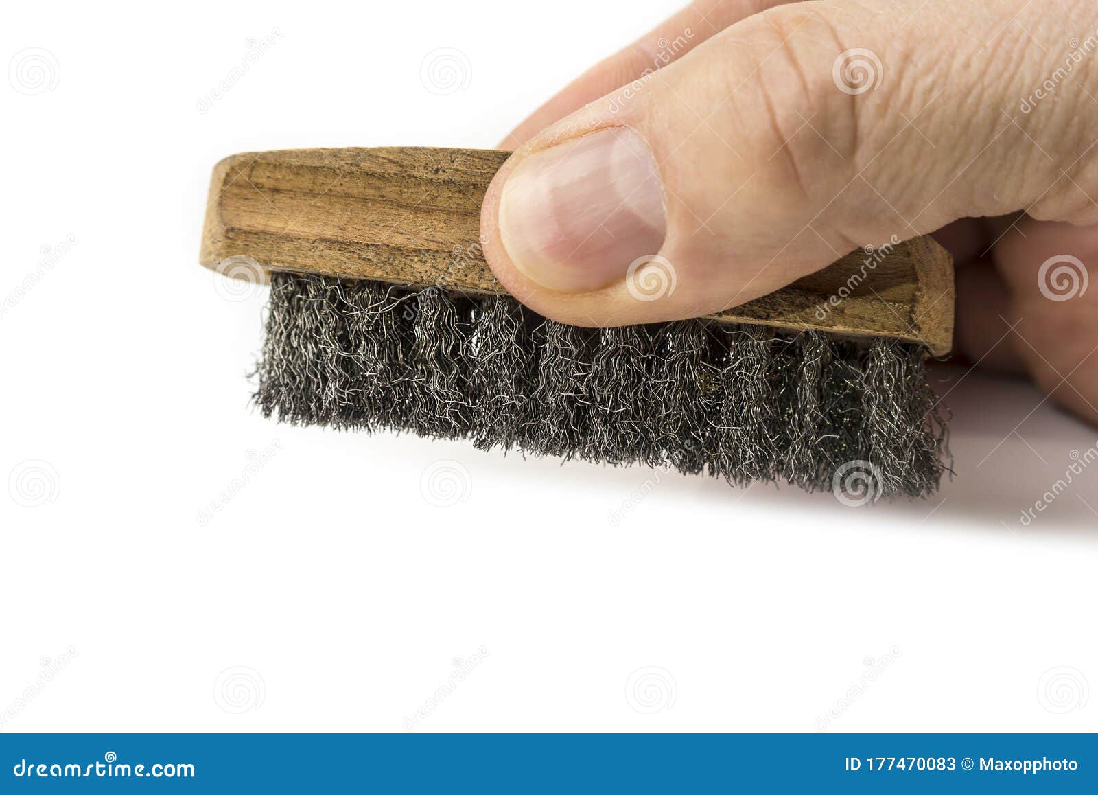 Used Hand Steel Brush on a White Background Stock Image Image of