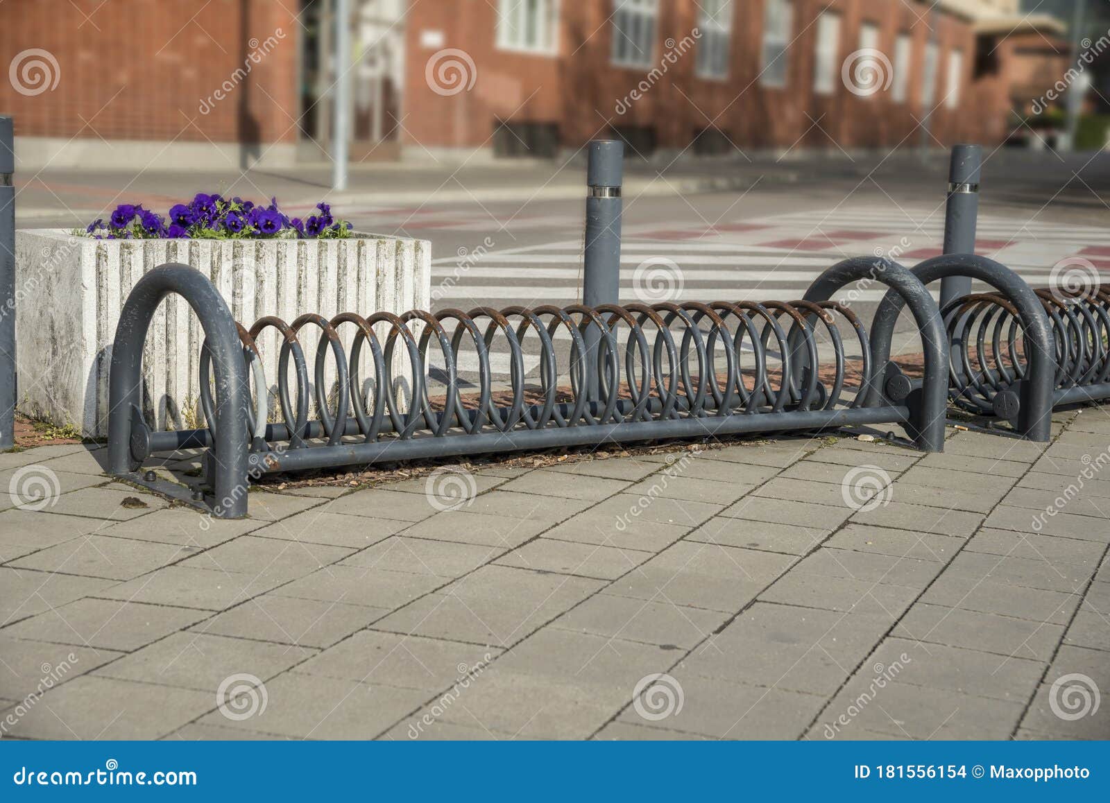 Used Metal Bicycle Stand in the Town Stock Photo Image of