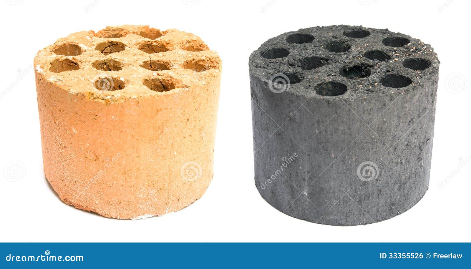Coal Briquette For BBQ Isolated On White Background. Three Black