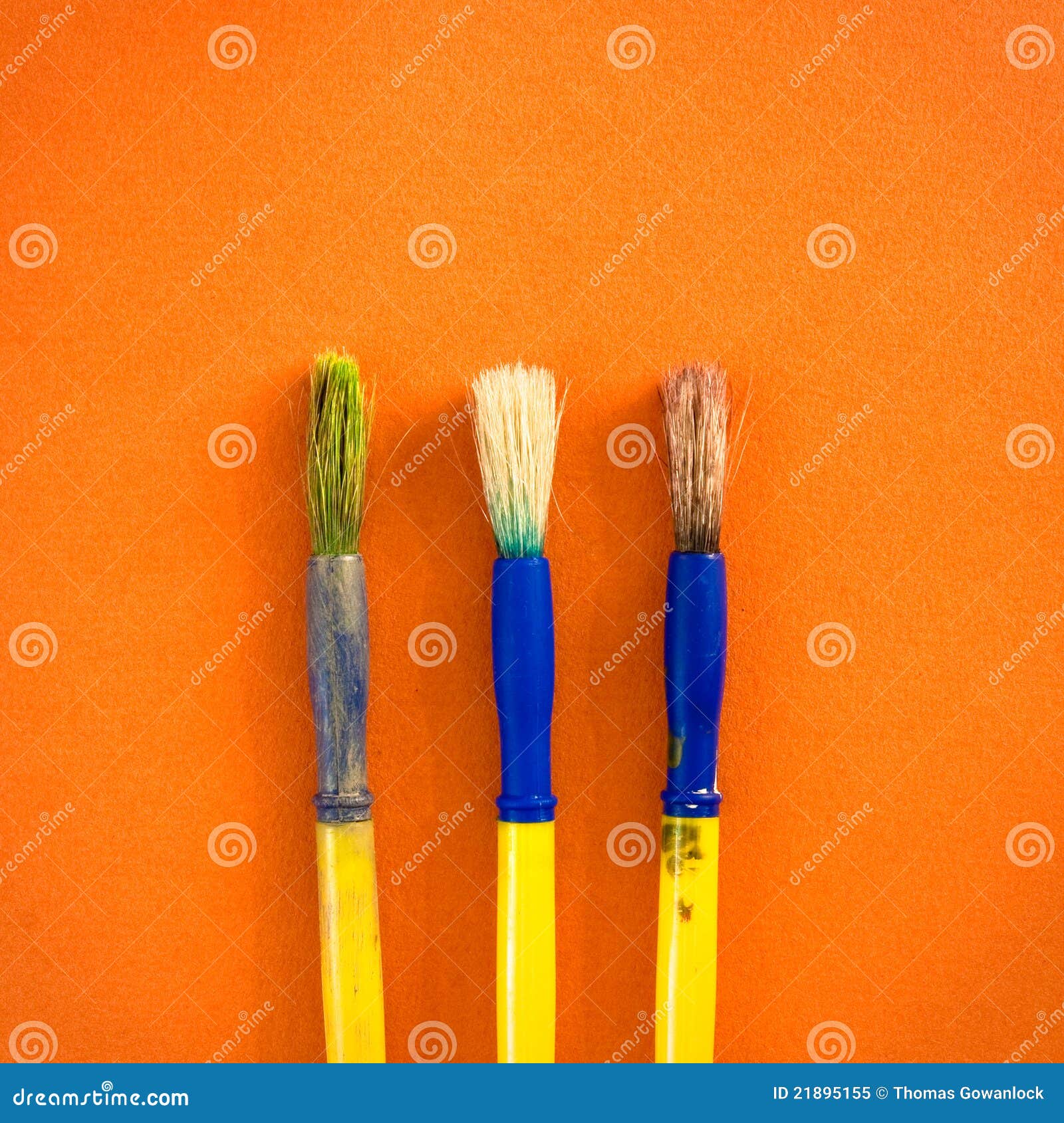 Used paint brushes stock image. Image of items, orange 21895155