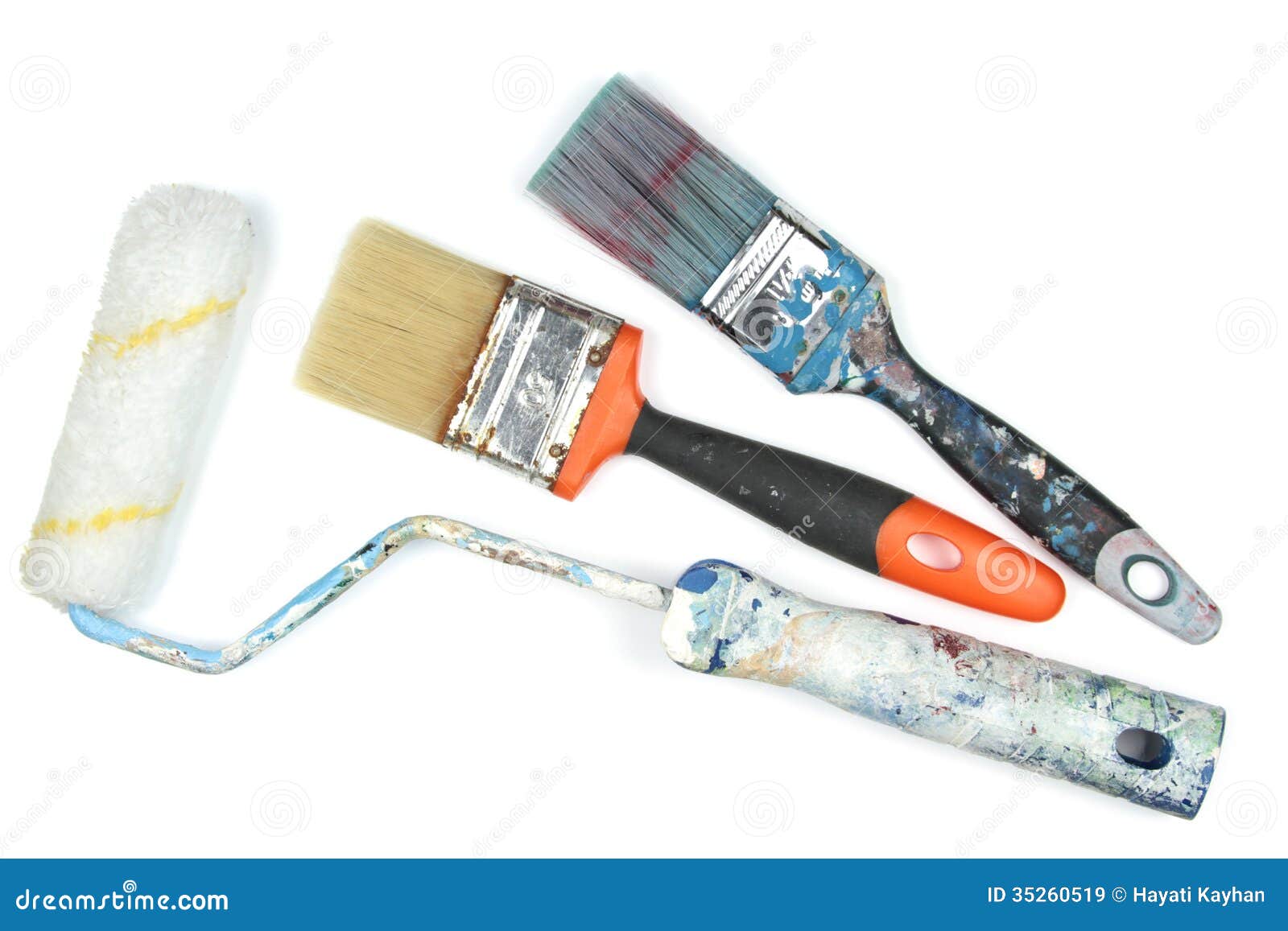 Used Paint Roller and Brushes Stock Image Image of tool, brush 35260519