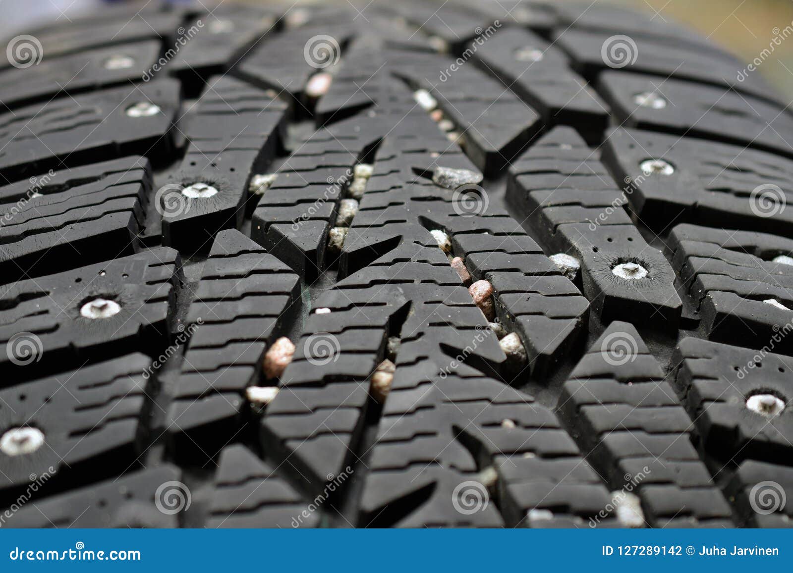 Used Snow Tire with Metal Studs Close Up Stock Photo Image of driving