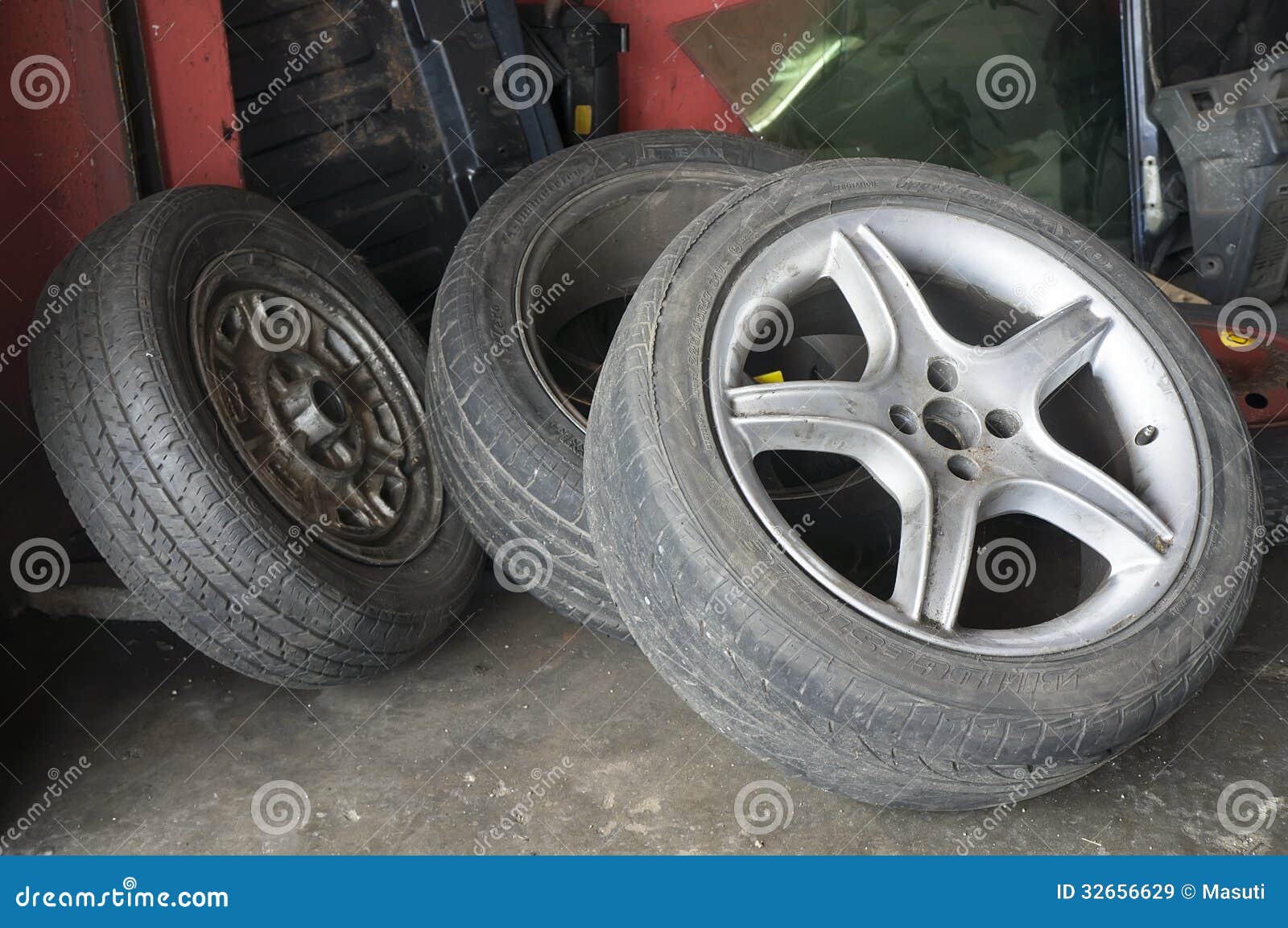 Used Spare Tires stock image. Image of tire, garbage 32656629