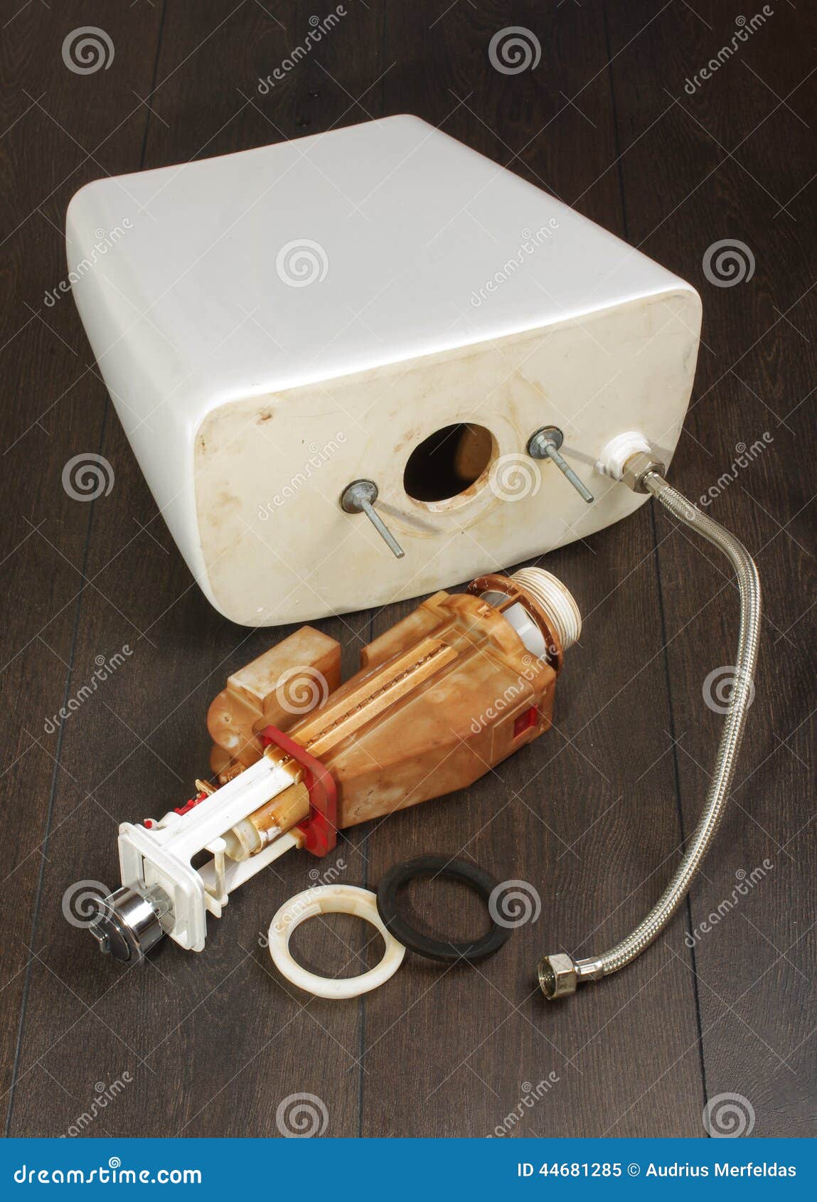 Used Toilet Flushing Mechanism Stock Image Image of maintain, cistern