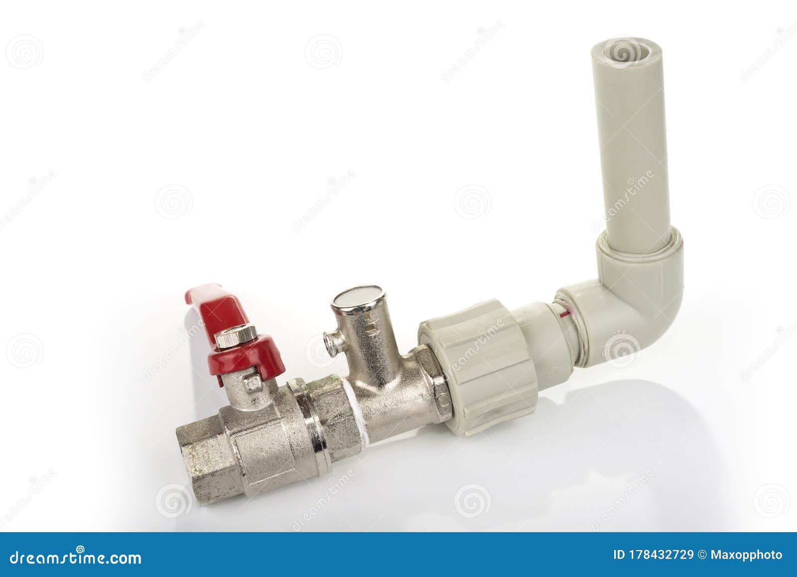 Used Water Valve with a Plastic Pipe on a White Stock Image Image of