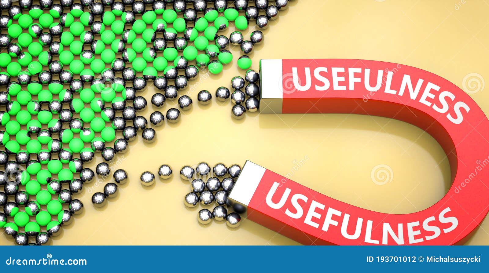 usefulness attracts success - pictured as word usefulness on a magnet to ize that usefulness can cause or contribute to