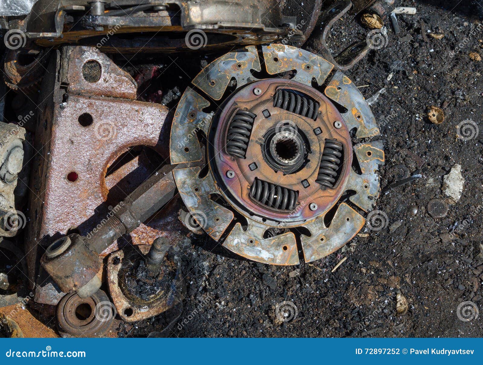 Useless, Rusty Clutch Discs and Other Parts Stock Photo Image of