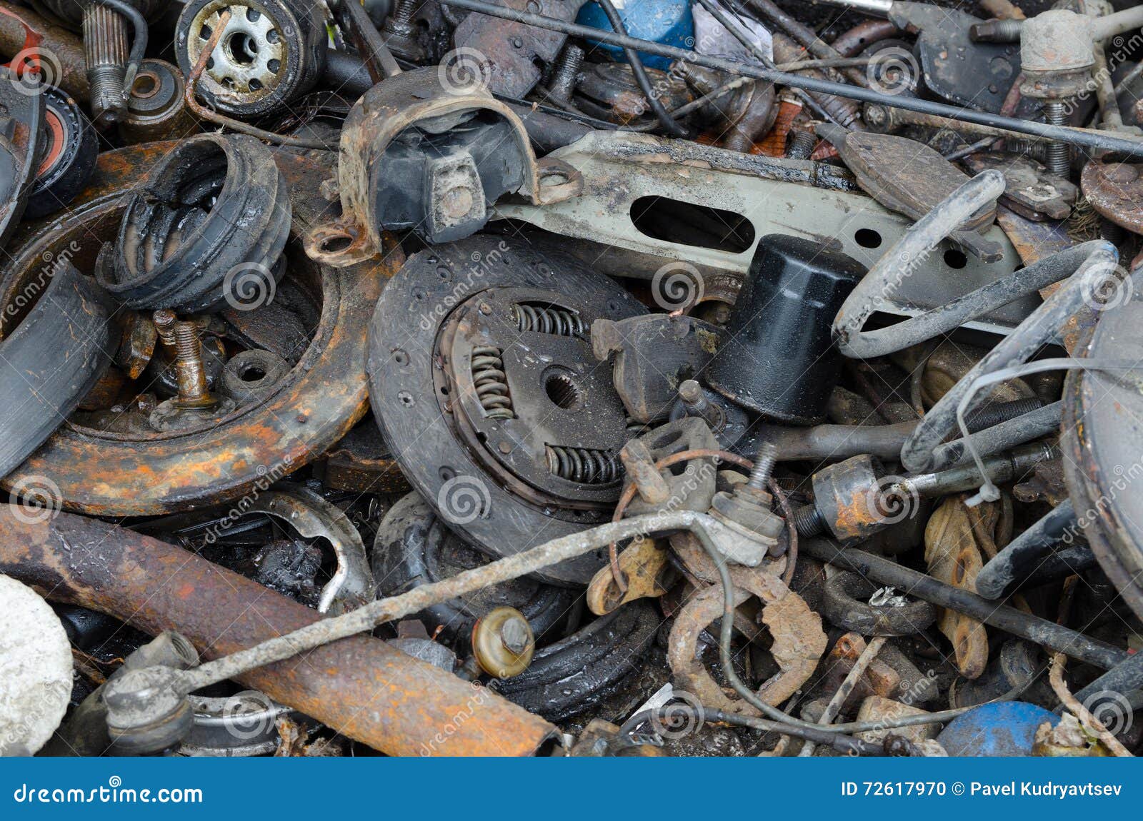 Useless, Worn Out Rusty Clutch Discs and Other Stock Photo Image of
