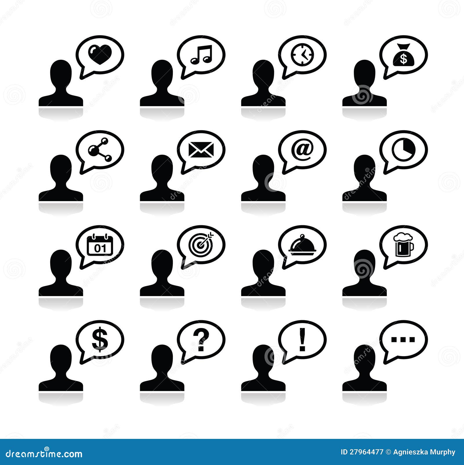 User Communication, Black Icons Set Stock Illustration - Illustration ...