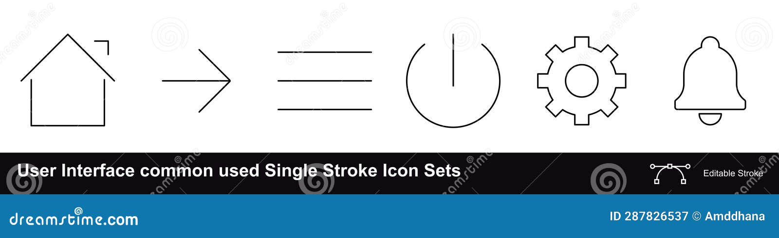 user interface common used simple single stroke icon