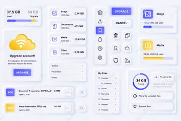 User Interface Elements for Cloud Technology Mobile App. Unique ...