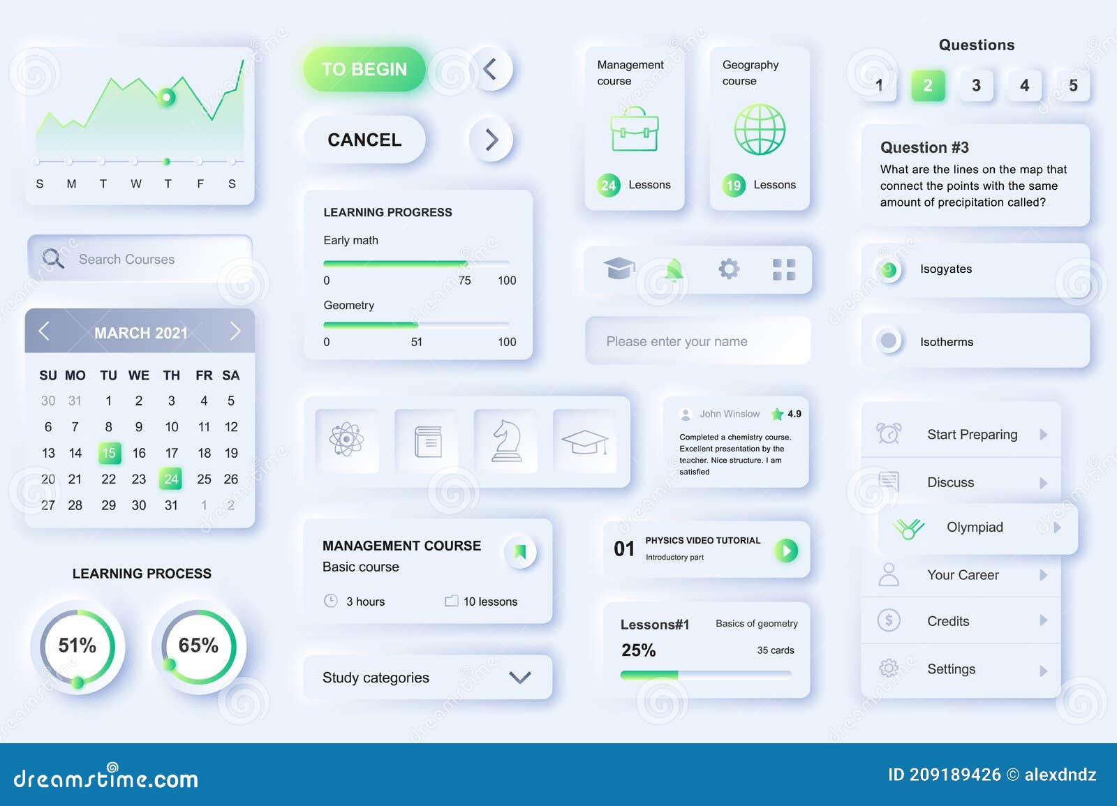 User Interface Elements for Distant Learning Mobile App. Unique ...