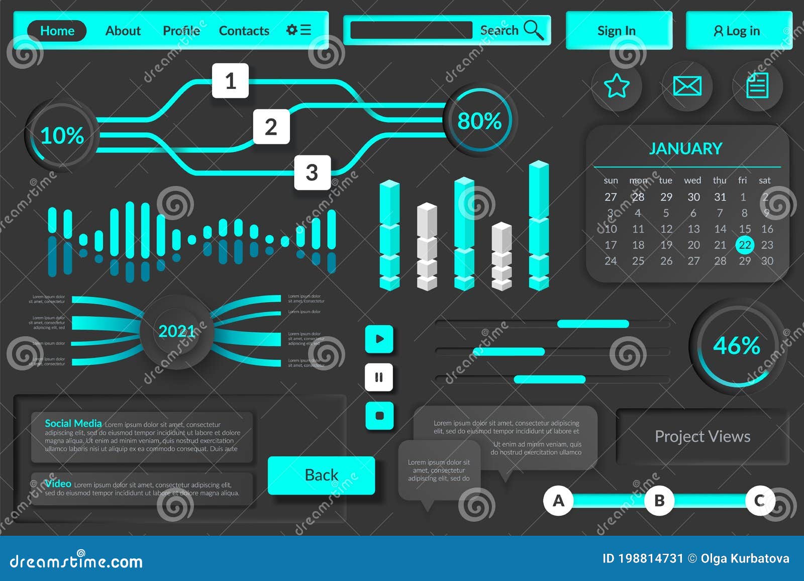 User Interface Elements Futuristic Virtual Digital Graphic User Controls Website Game Menu Panel Web Ui Buttons Stock Vector Illustration Of Dashboard Element