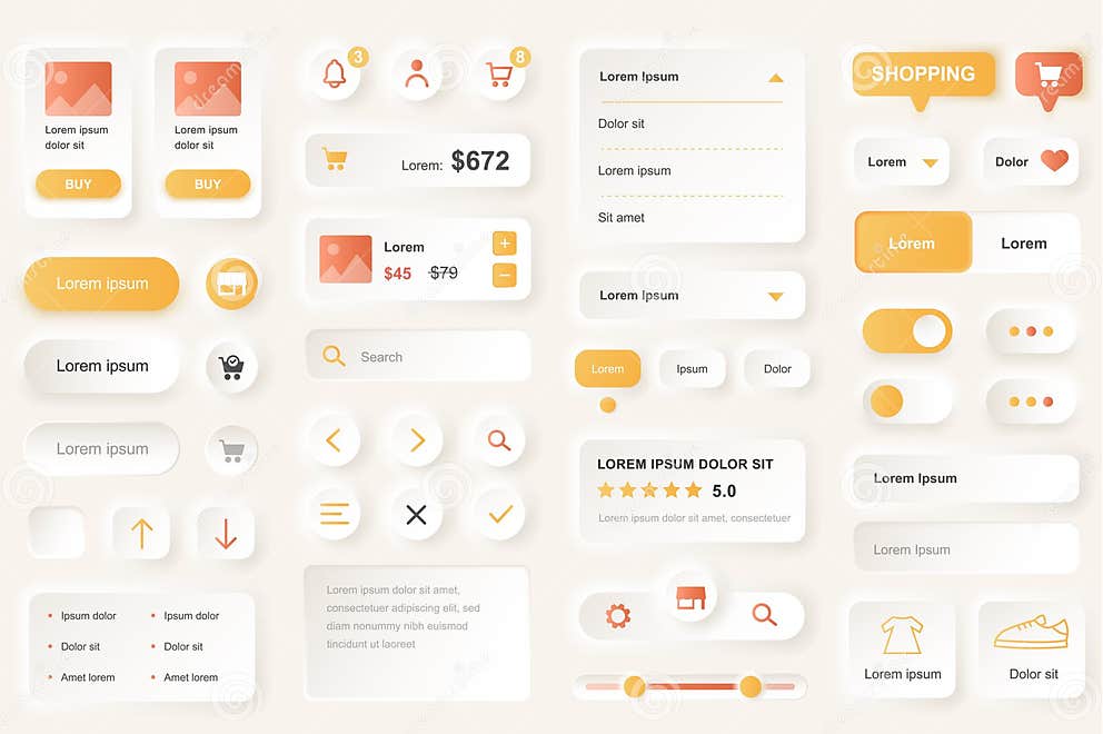 User Interface Elements for Shopping Mobile App. Shopping Platform ...