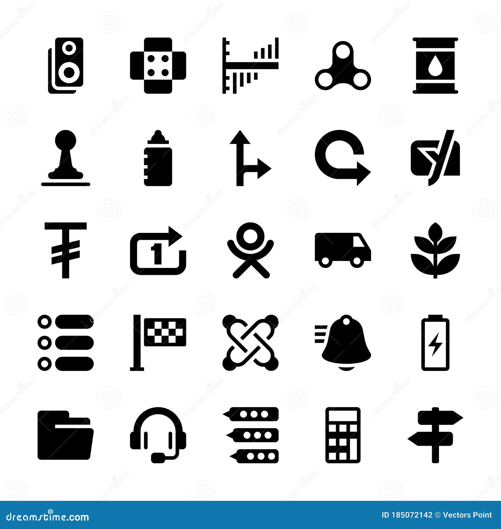 User Interface Glyph Icons Pack Stock Vector Illustration Of Rubber List 185072142