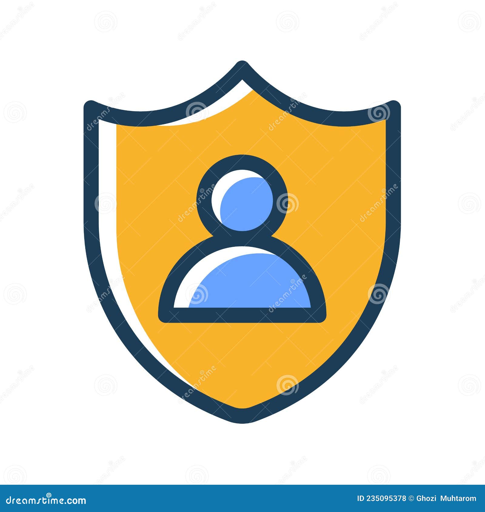 User Privacy Shield Protection Safety Single Isolated Icon with Dash or