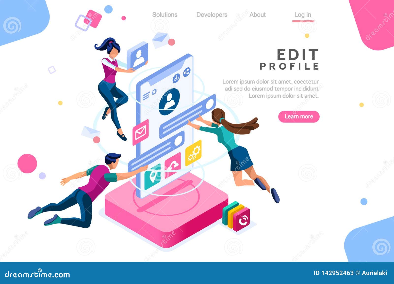 User Profile Workspace Interface Mobile Concept Stock Vector