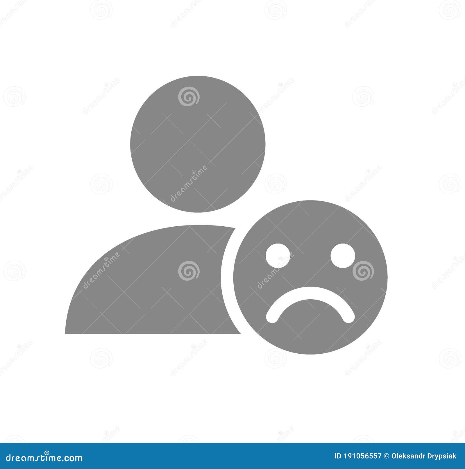 User Profile with Sad Face Grey Icon. Sad Rating, Dislike, Feedback Symbol  Stock Vector - Illustration of company, opinion: 191056557