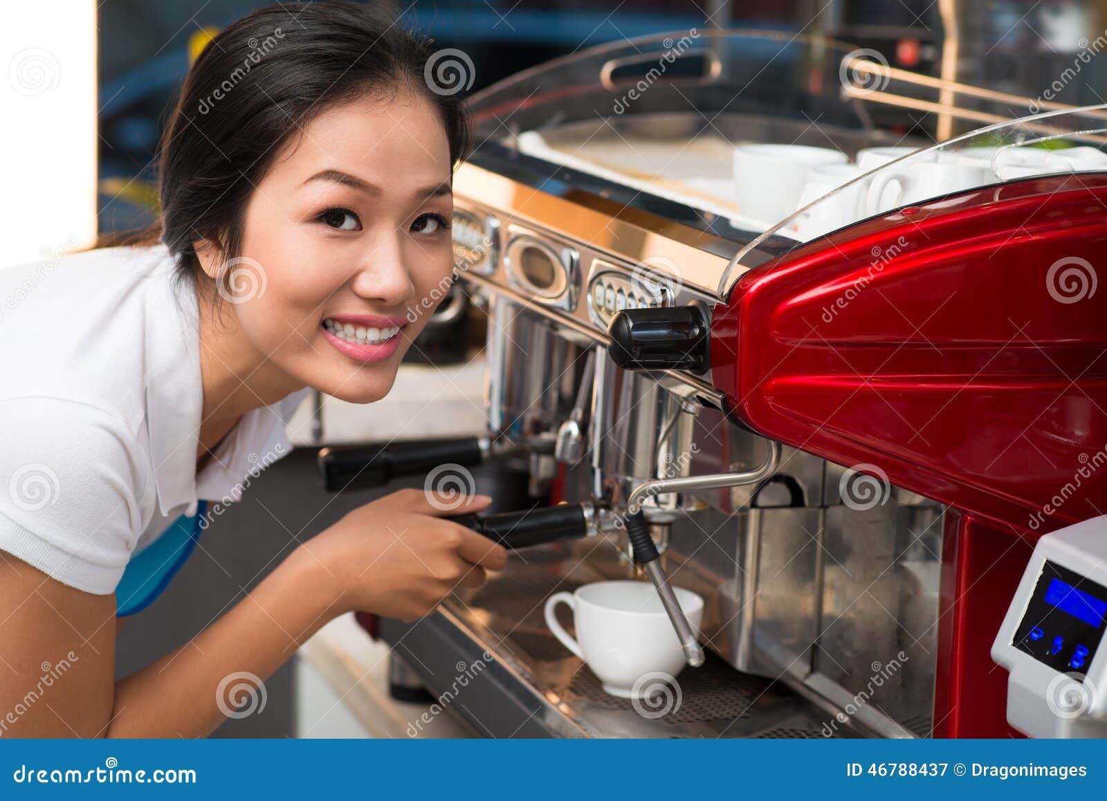 Using coffee machine stock image. Image of lifestyle 46788437