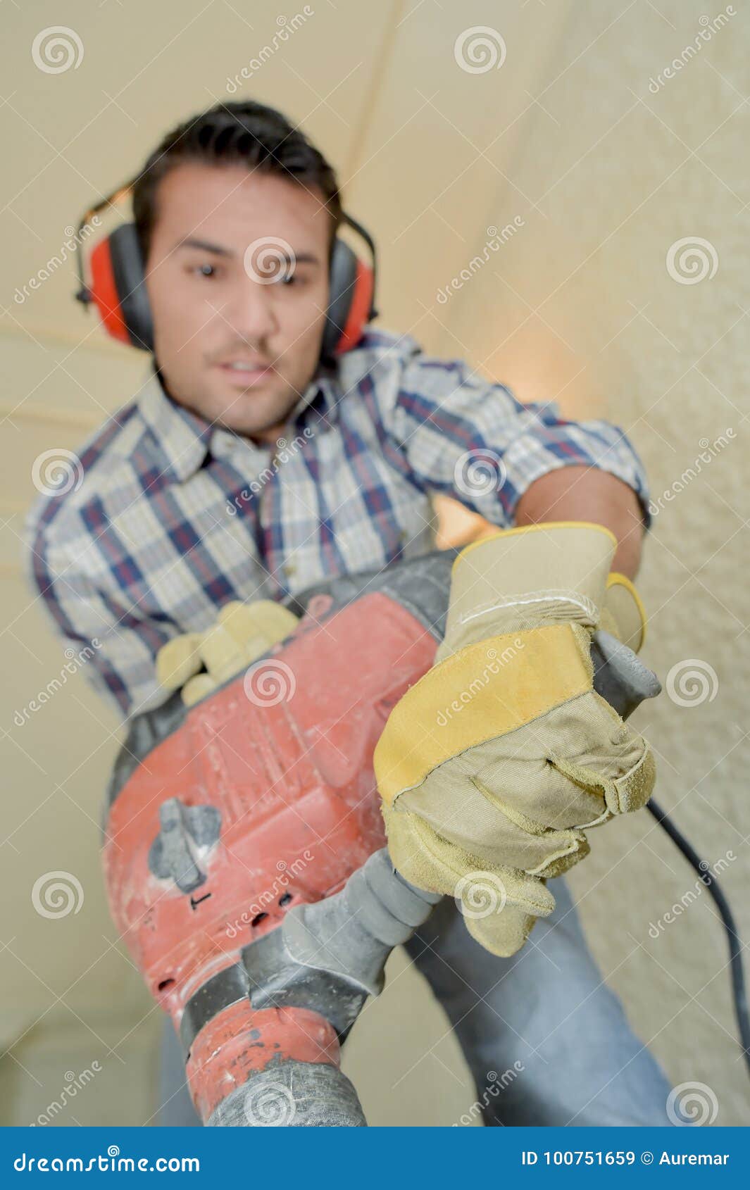 Using Hammer Drill on Floor Stock Image Image of pneumatic, drilling