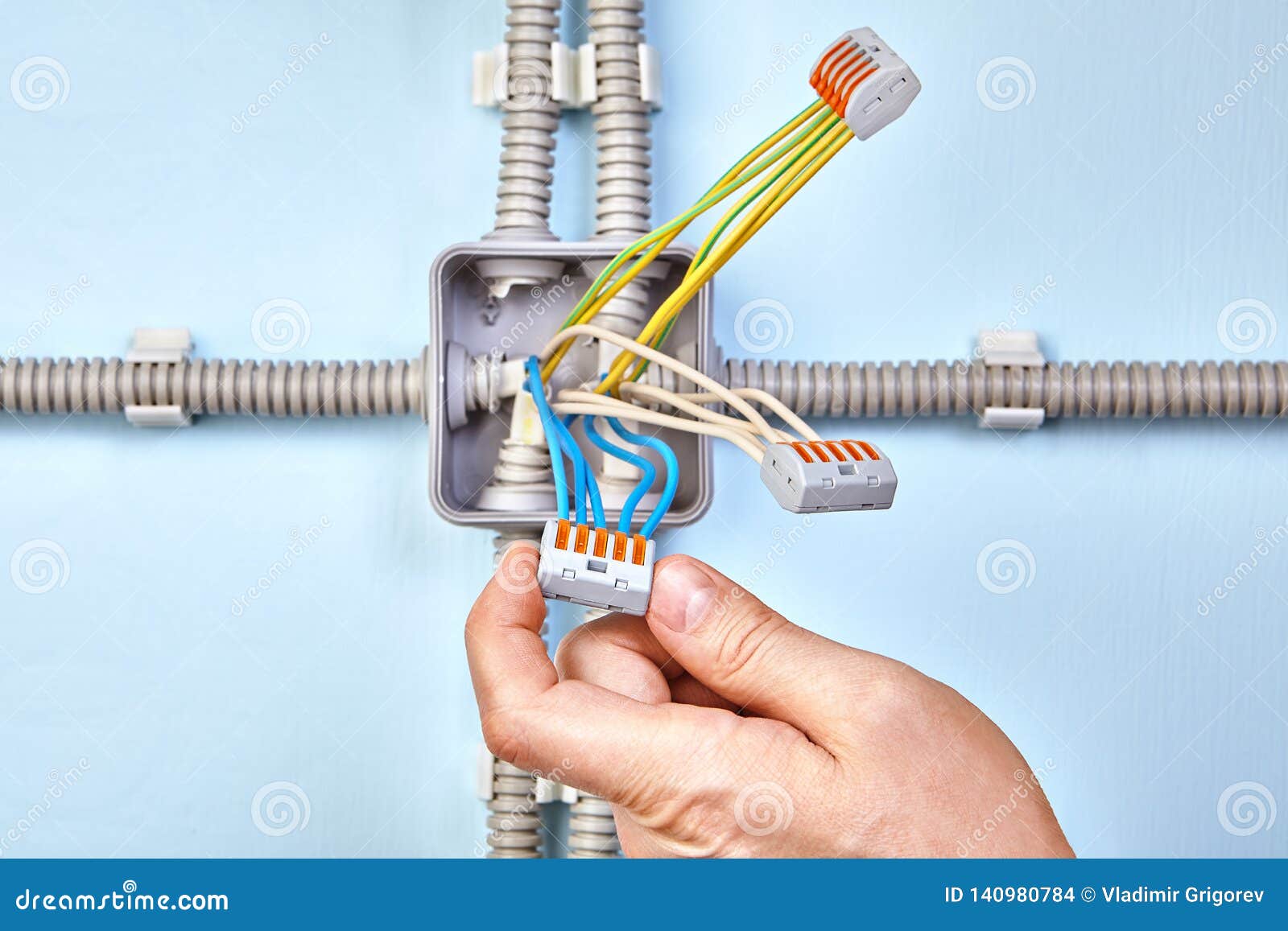 Using Joining Wire for Connecting Wires Stock Photo - Image of