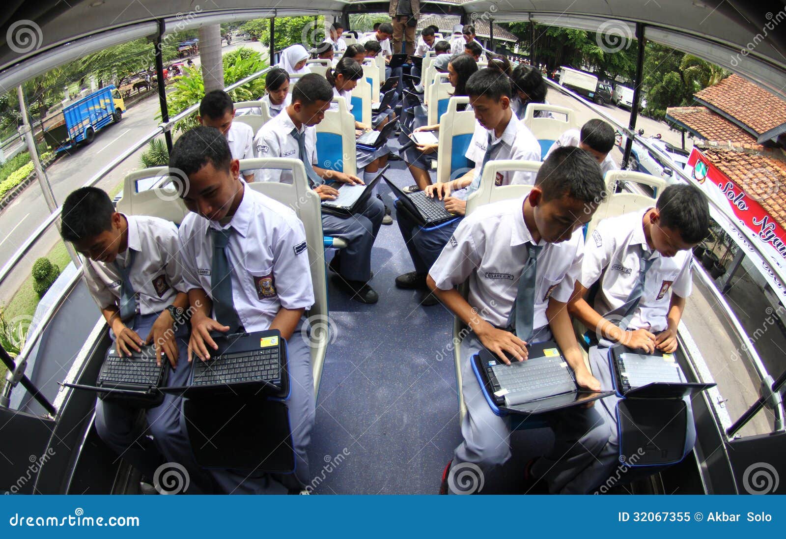 laptop   bus editorial image image