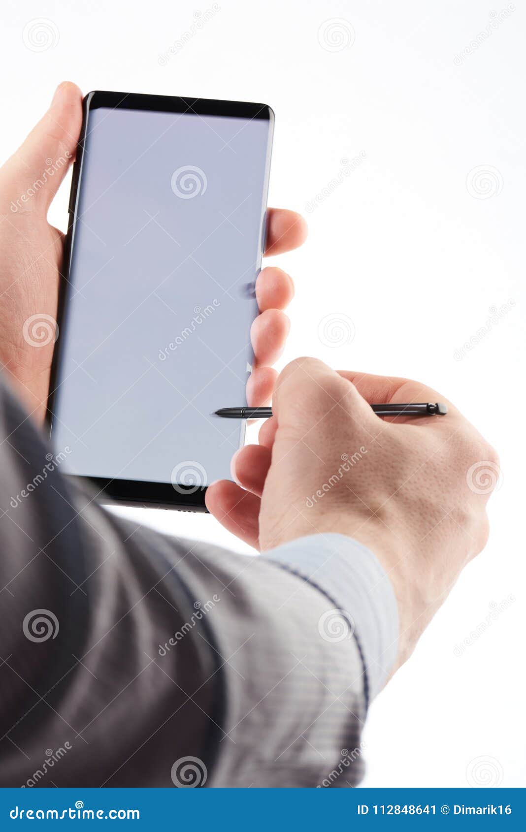 Using Smartphone with Pen Touch Stock Image Image of note