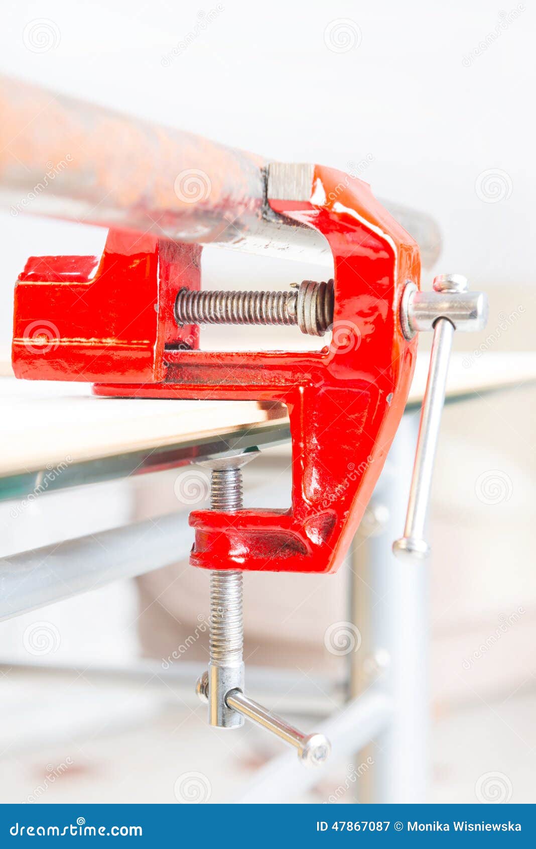 Using a Vise To Hold a Rusty Pipe Stock Image Image of force
